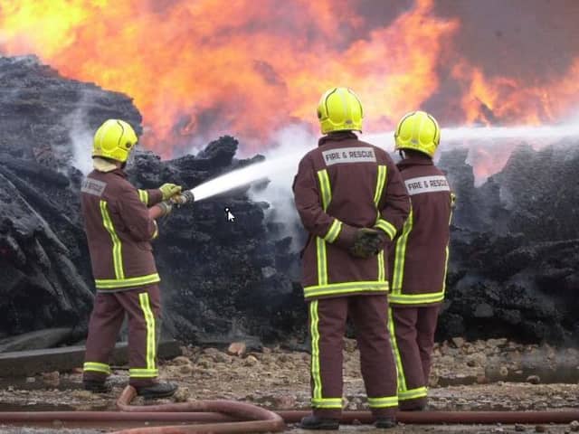 Residents are being warned to keep their windows and doors closed after a serious fire broke out in South Yorkshire. File picture shows South Yorkshire firefighters