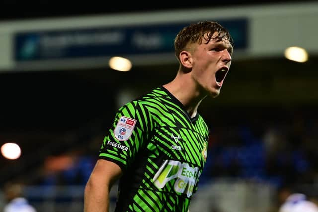 Doncaster's Bobby Faulkner celebrates his goal.