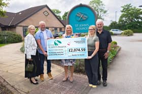Fundraising Manager Jenny Baynham (centre) is pictured with (left to right) Sandra Featherstone; Carl Marwood; Elise Ridge and Gary Featherstone at St John’s Hospice.
