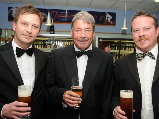 (l-r) Jeremy Milnes, of Bennetthorpe, George Moore, of Bessacarr, and Nick Hollings, of Branton at the Doncaster Knights Movember Ball in 2011