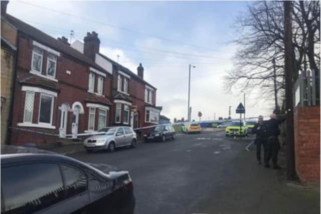 Burton Avenue in Balby was sealed off after a shooting.