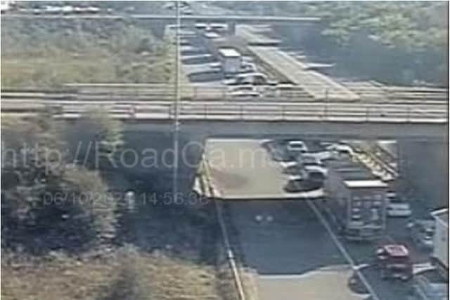 The collision brough the M18 to a standstill. (Photo: Highways England).