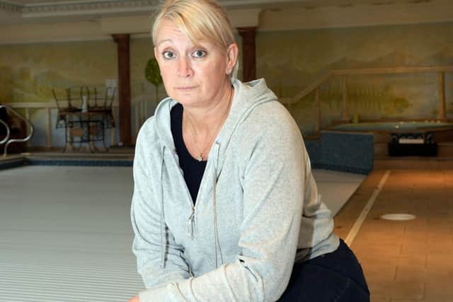 Truffle Lodge owner Pam Webb, pictured in the Pool Room, after the flood waters had subsided, before work to re-open was completed. Picture: Marie Caley NDFP-10-12-19-Fishlake 2-NMSY