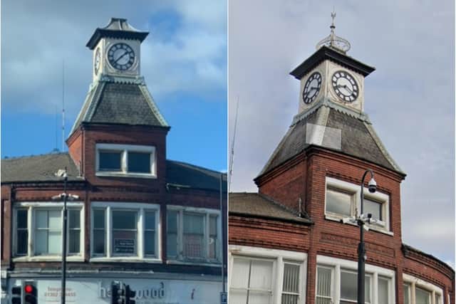 The distinctive clock tower in Sunny Bar has suffered damage.