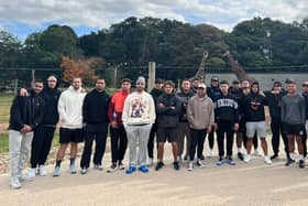 The Samoan team durinkg their visit to the Yorkshire Wildlife Park on Sunday