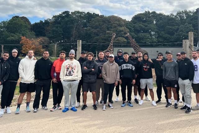 The Samoan team durinkg their visit to the Yorkshire Wildlife Park on Sunday