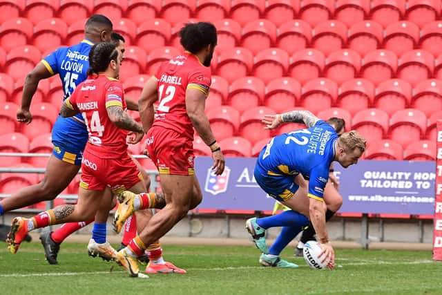 Alex Suttcliffe scores the Dons' first try. Picture: Howard Roe/AHPIX.com