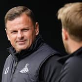 Richie Wellens speaks with James Coppinger ahead of the friendly with Harrogate Town. Picture: Steve Flynn/AHPIX