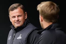 Richie Wellens speaks with James Coppinger ahead of the friendly with Harrogate Town. Picture: Steve Flynn/AHPIX