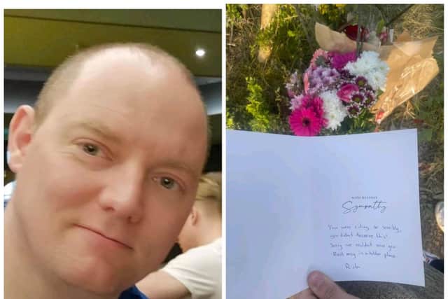Biker Sean Kershaw died in a road collision in Doncaster, with mystery tributes left at the scene of the tragedy.