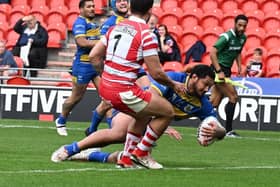 Pauli Pauli in action for the Dons. Picture via @Doncaster_RLFC