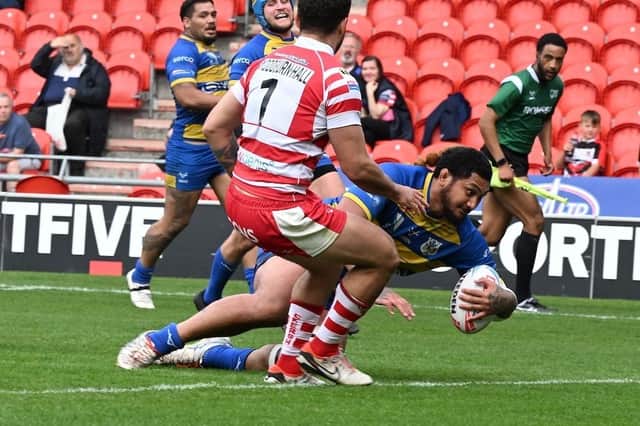 Pauli Pauli in action for the Dons. Picture via @Doncaster_RLFC