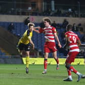 Joe Wright heads goalward against Oxford. Picture: Gareth Williams/AHPIX