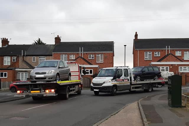 Police seized vehicles in Highfields on a day of action.
