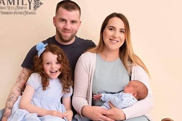 Jamie Cantrill with his partner Tanya Wilkinson and their children.
