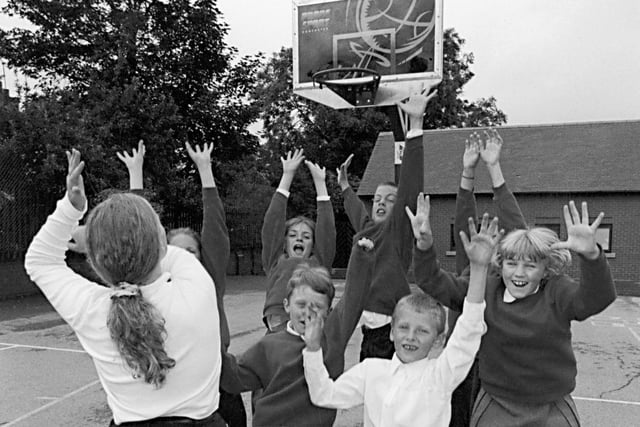 Adwick School pupils enjoying a game of basketball