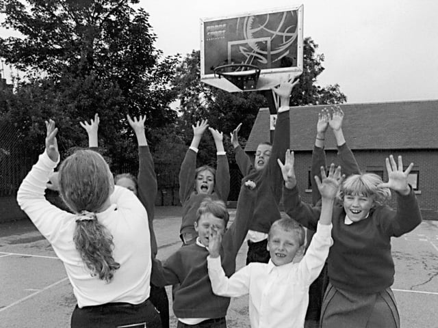 Adwick School pupils enjoying a game of basketball