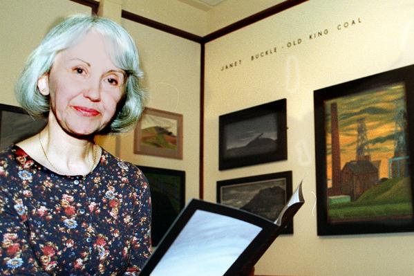 Janet Buckle at the opening of her art exhibition in 1977. It was named Old King Coal.
