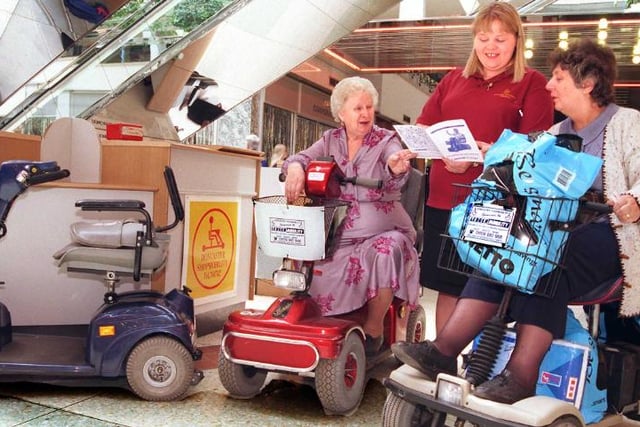 Shopmobility is a shop that used to be in the Frenchgate Shopping Centre. This was taken in 1998.