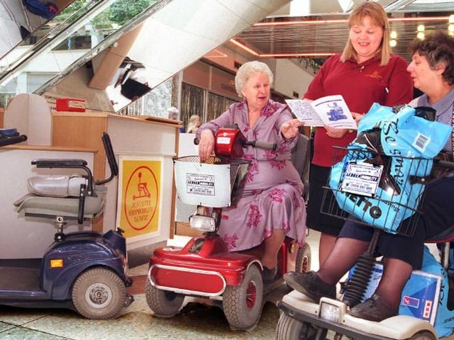 Shopmobility is a shop that used to be in the Frenchgate Shopping Centre. This was taken in 1998.