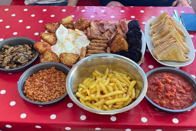 The gargantuan 64-item breakfast being served up by a Doncaster cafe which costs £25 and which diners have just 64 minutes to polish off. (Photo: Speedys Diner).