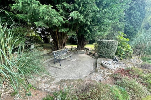 A seating area within the garden.
