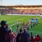 The scene at a packed Eco-Power Stadium before Doncaster Rovers' play-off semi-final second leg against Crewe Alexandra.