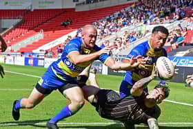 Doncaster’s Brad Hey and Bureta Faraimo in action against Barrow. Picture: Andrew Roe/AHPIX LTD
