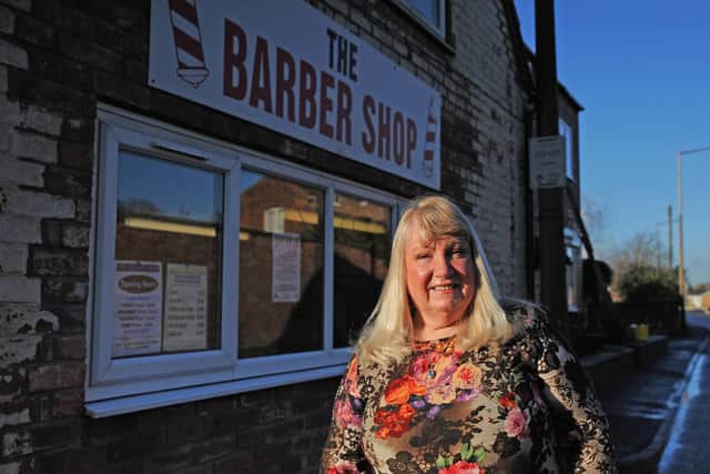 Elaine Green, is due to retire after running her Barbers Shop for 35 years and cutting hair for fifty years. Picture: NDFP-15-12-20-BarberRetiring 2-NMSY