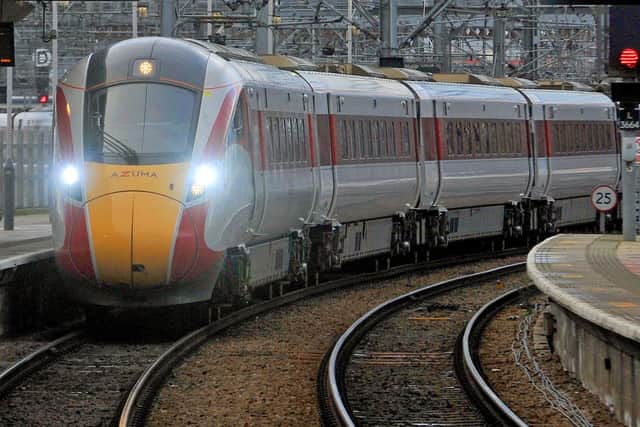 9 January 2020....      LNER Azuma train service arriving at Leeds City Station . Picture Tony Johnson
