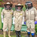 Pictured from the left is Ben, Elizabeth and their mentor Martin Hughes, who runs the Yorkshire HoneyBee company