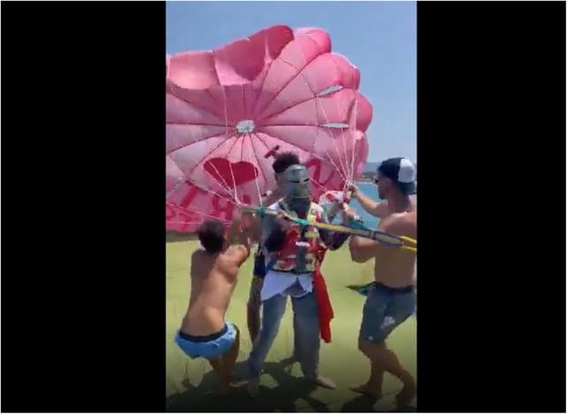 Donny Knight went parasailing to mark the Euro 2020 final.