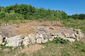 Volunteers build 30ft MudMaiden named Pitwood Princess in Doncaster village.