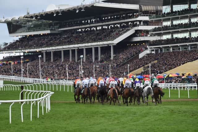 Packed stands watching the action unfold at the Cheltenham Festival. (PHOTO BY: Glyn Kirk/Getty Images)