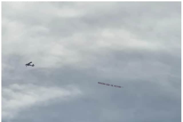 The plane took to the skies across the region this afternoon. (Photo/video: Zoey Johnson).