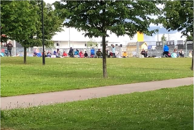 Queues have started forming for The Killers concert at the Eco Power Stadium. (Photo: Lynne Lawrence).