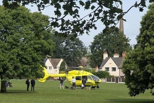 The air ambulance in Woodlands this morning. Picture by JayBlow Photography