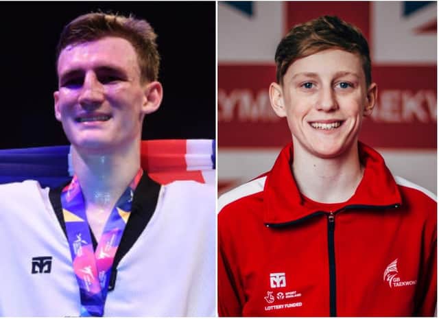 Bradly Sinden, left, and Mason Yarrow. Photos courtesy of Getty Images and GB Taekwondo