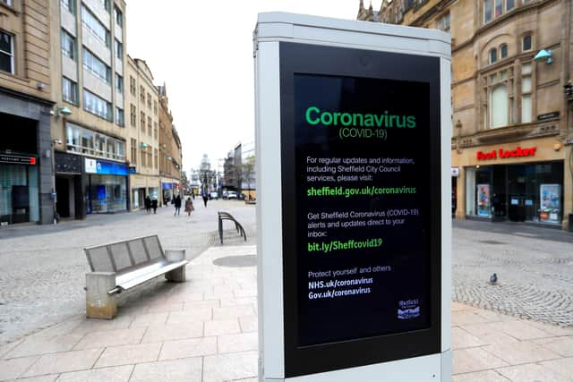 An electronic bilboard advises on coronavirus in Sheffield - Mike Egerton/PA Wire