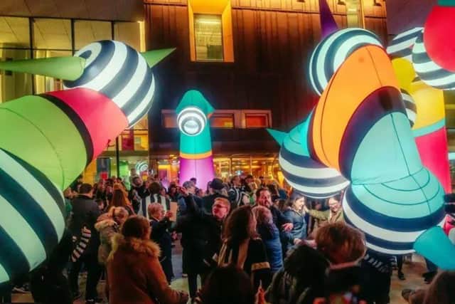 The puppet show took to the streets of Doncaster.