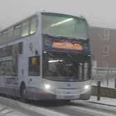 a bus in the snow