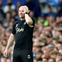 Everton boss Sean Dyche has seen his side lose both of their opening games without scoring. (Photo by Carl Recine/Getty Images)