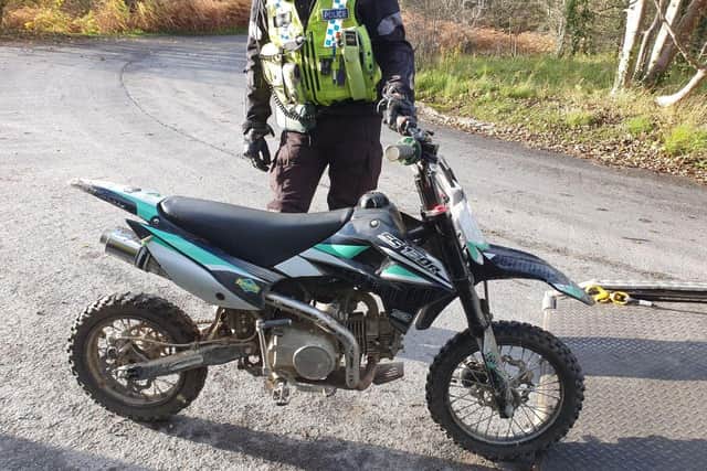 Stolen scooter seized by SYP off-road team.
