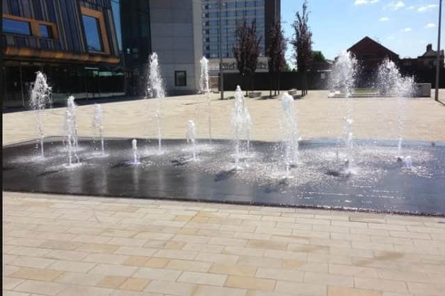 Fountains at Sir Nigel Gresley Square