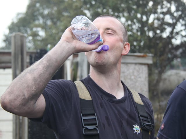 A spokesman said at least four firefighters were hospitalised ‘for the effects of heat exhaustion’ on Tuesday. (SYFR)