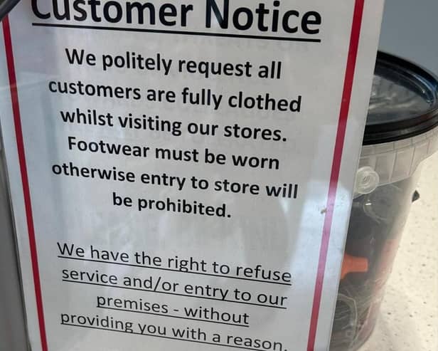 The sign at the entrance to the Asda store in Harworth. (Photo: Brendan Clarke-Smith).