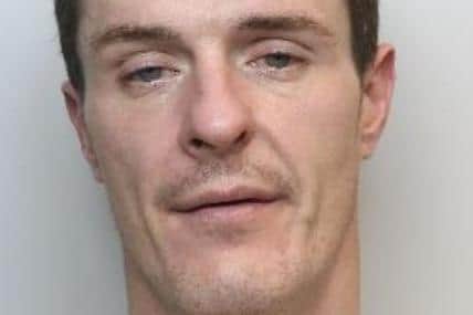 Pictured is Joe Haigh, aged 33, of Stotfold Drive, Thurnscoe, near Barnsley and Rotherham, who has been sentenced to 18 months of custody and banned from drivng for 12 months after he admitted dangerous driving, driving while disqualified and attempting to convey a mobile phone into a prison.