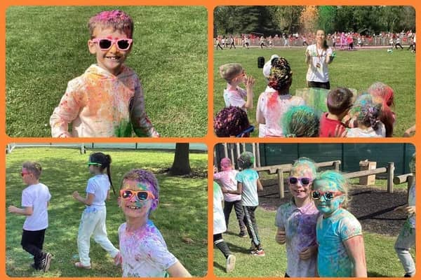 Pupils took part in a colour run to raise cash for charity.
