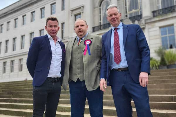 David Bettney (centre) is running as the Social Democratic Party (SDP) candidate in the upcoming South Yorkshire mayoral election