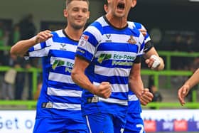 Doncaster Rovers' Harrison Biggins celebrates his goal.